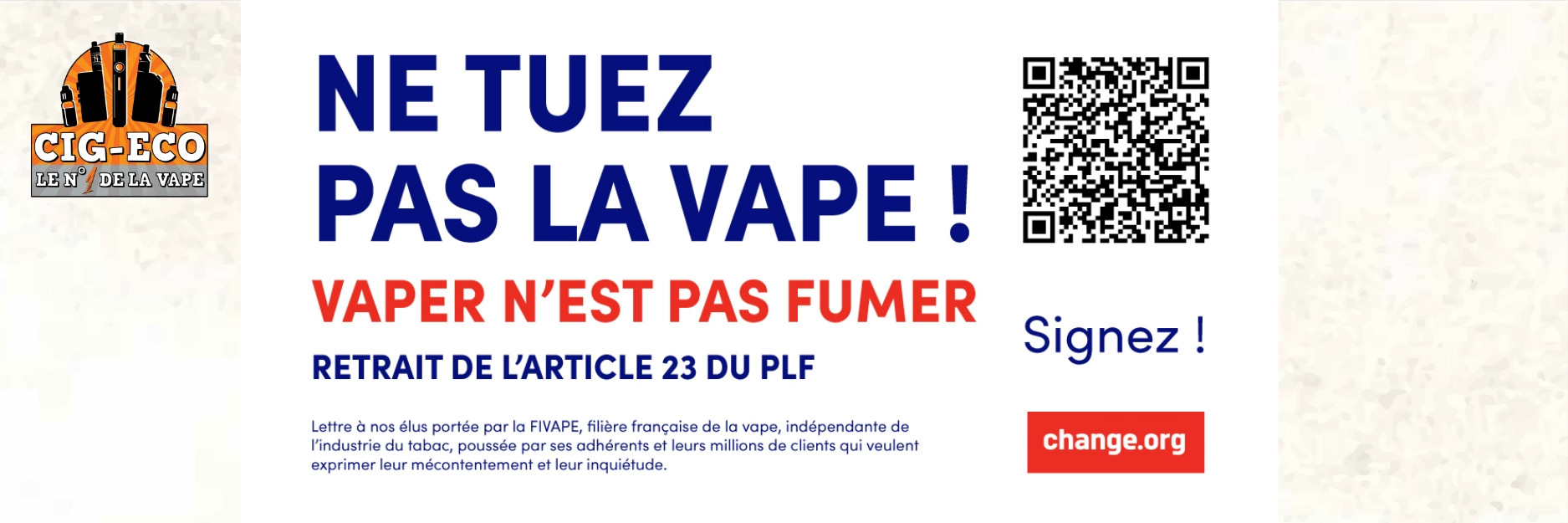 Ne tuez pas la vape : signez la pétition